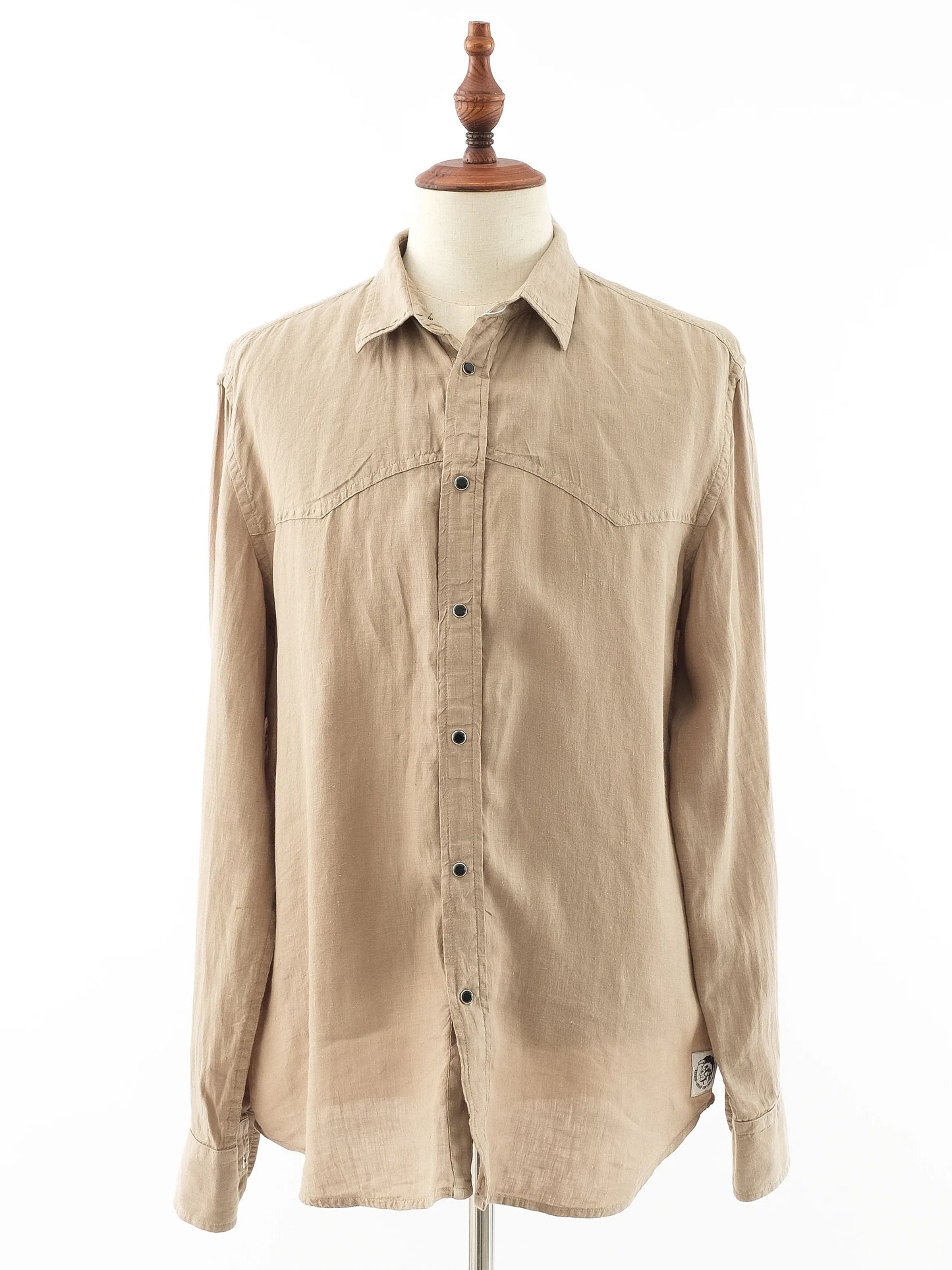 excellent diesel long-sleeve button-up shirt green size l men