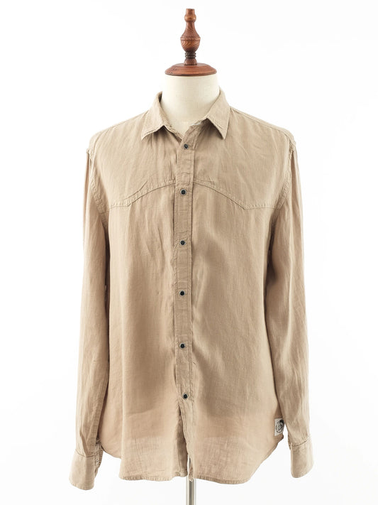 Excellent Diesel Long-Sleeve Button-Up Shirt Green Size L Men