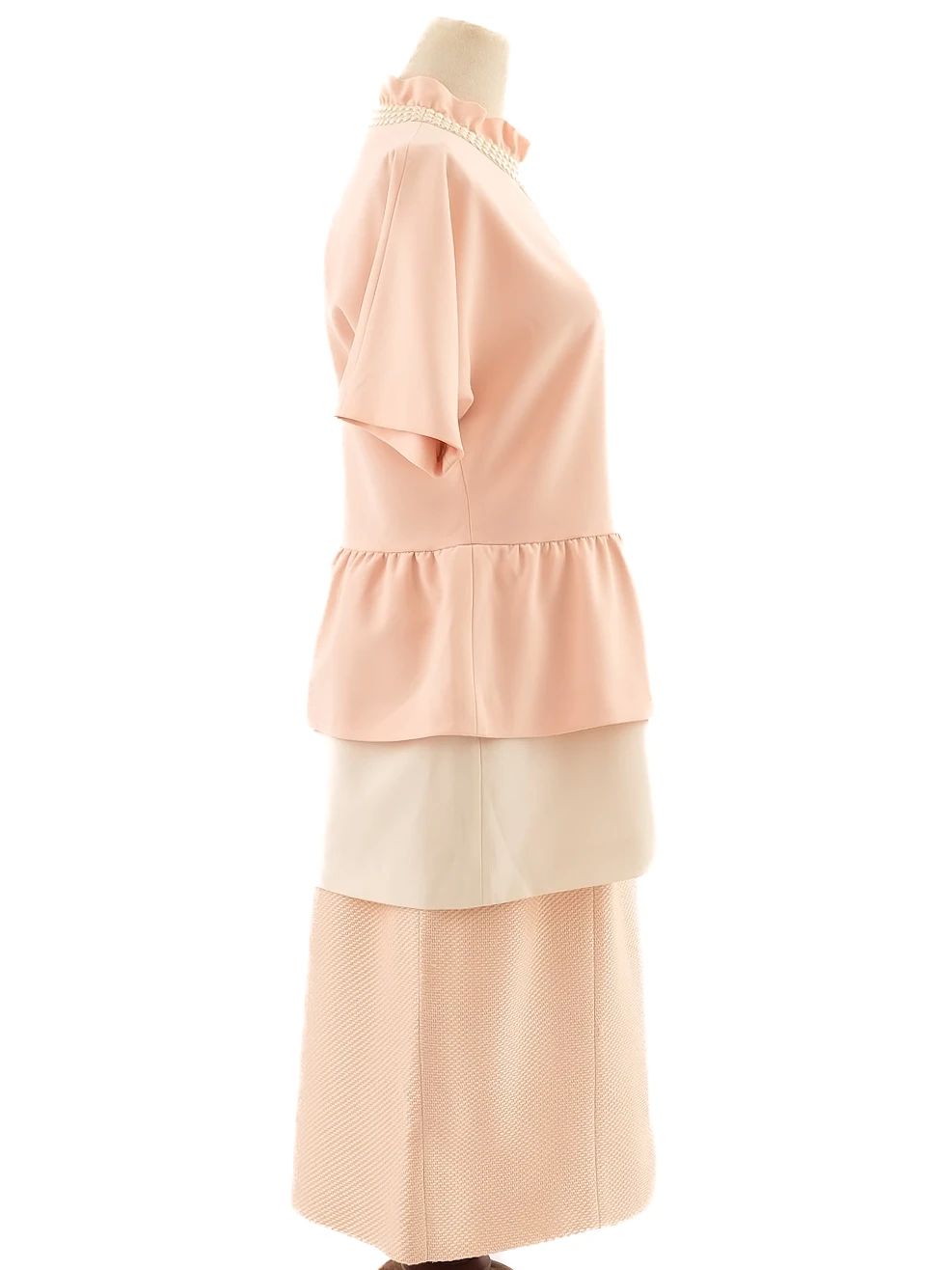 excellent moschino pink peplum top & pencil skirt set size m