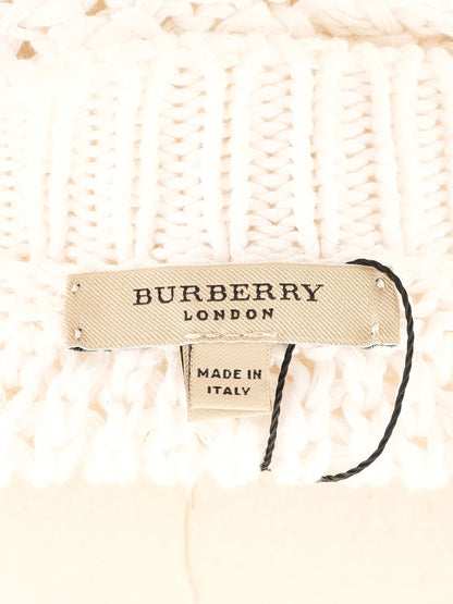Excellent Burberry White Crochet Cardigan Size S Women's Cotton