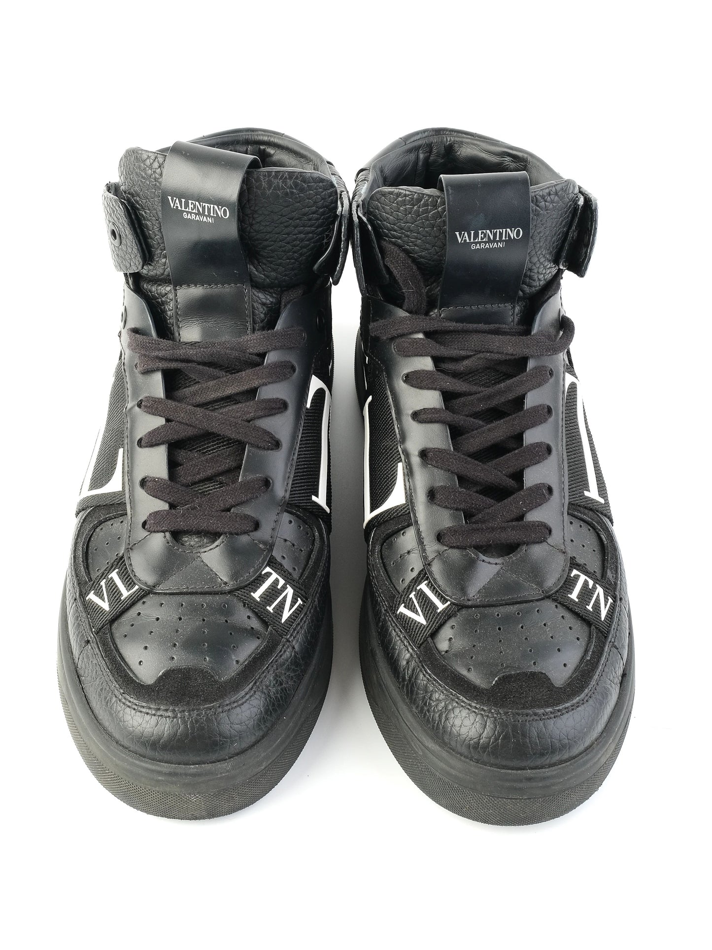excellent valentino black leather high-top sneakers size 40