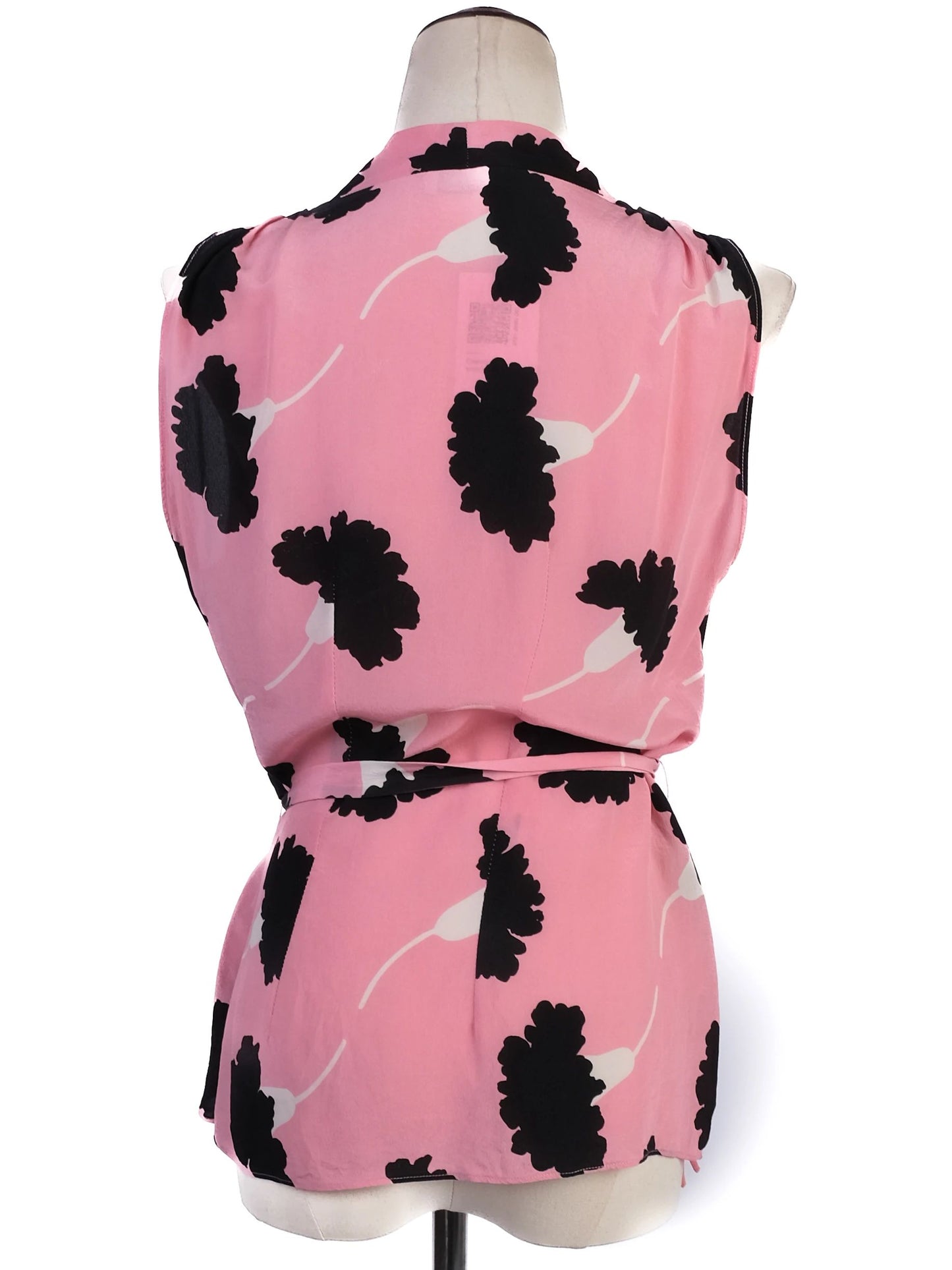 moschino excellent pink floral silk blouse wrap style size s