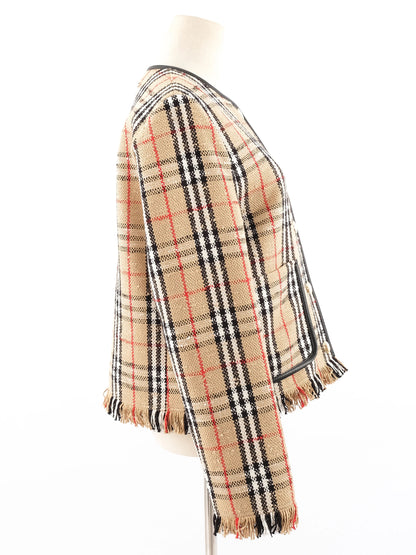 Perfect Burberry Plaid Wool Jacket Gold Buttons Size L Women