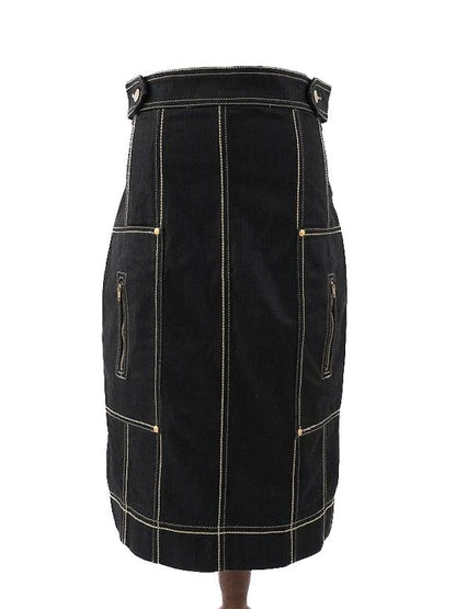 EXCELLENT Clips Blue Nylon WomenÕs High-Waisted Skirt Size L