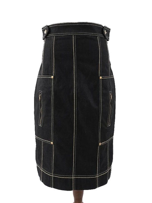EXCELLENT Clips Blue Nylon WomenÕs High-Waisted Skirt Size L