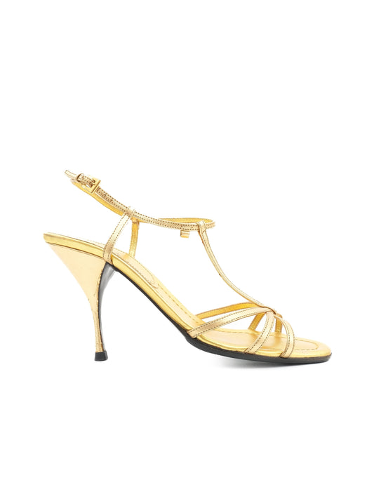 Excellent Prada Yellow Leather High-Heeled Sandals Size 39