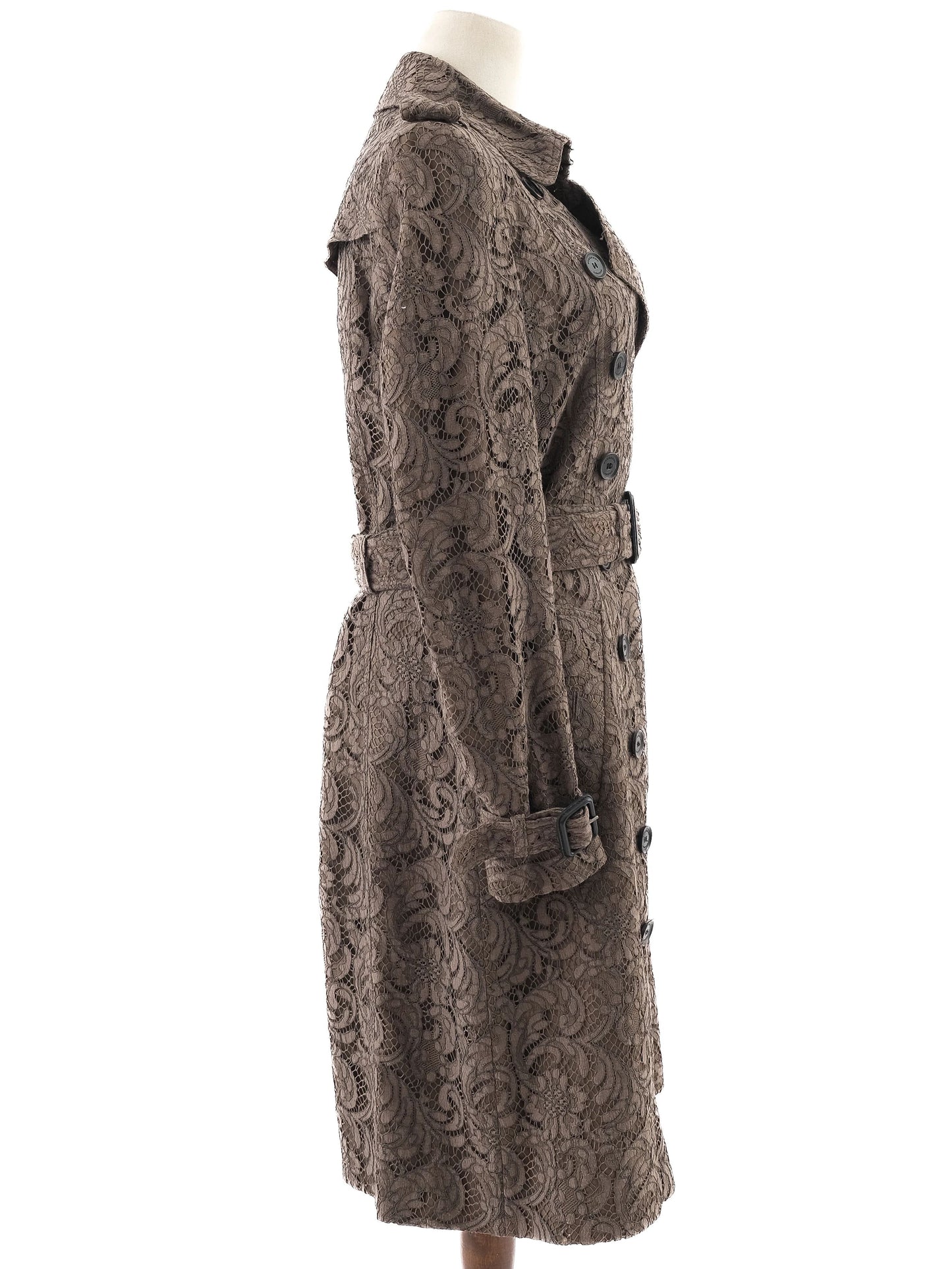 excellent burberry orange lace trench coat size l
