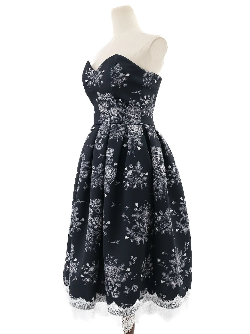 excellent bella potemkina blue floral strapless dress size s