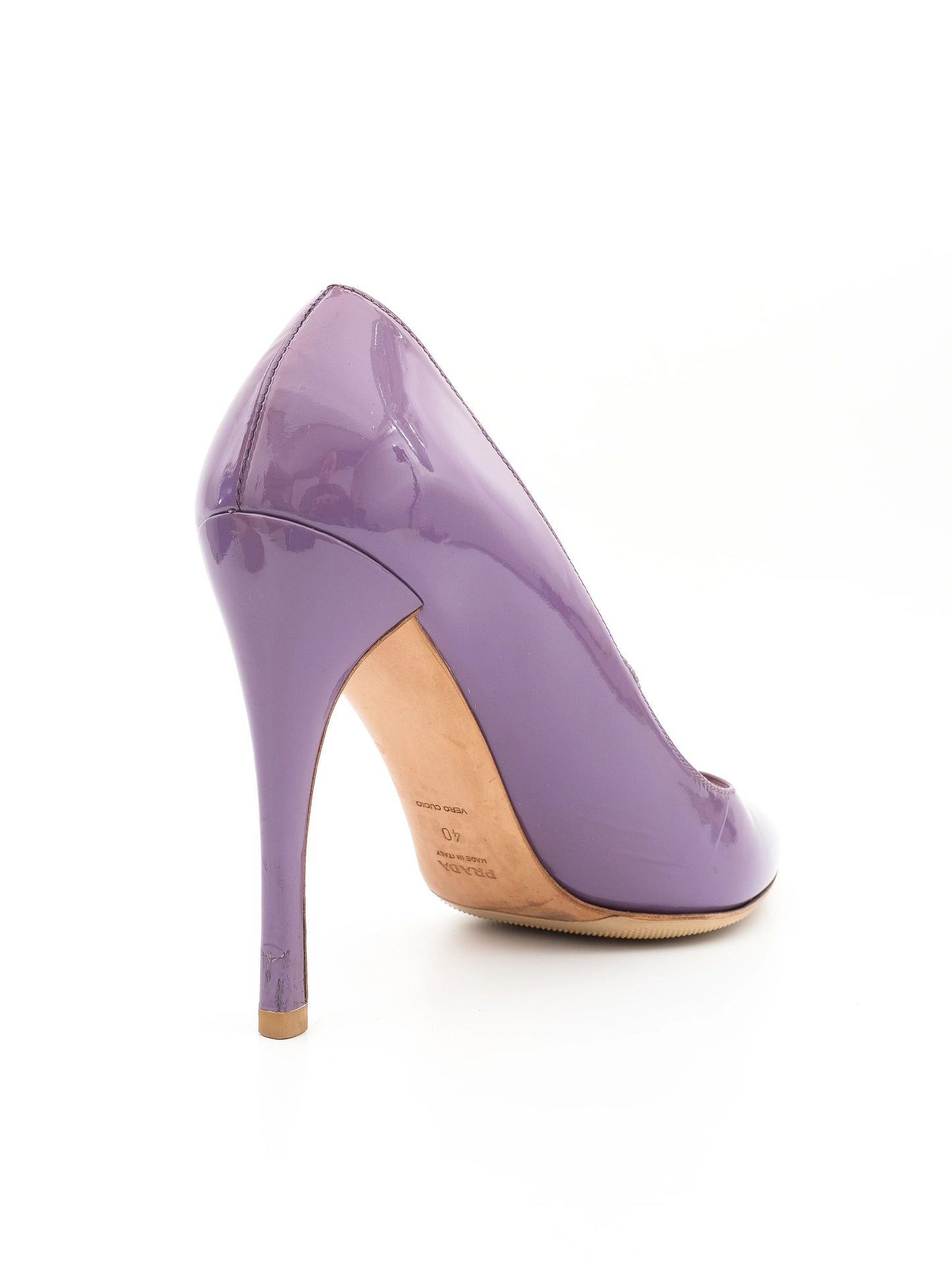 excellent prada purple lacquer high-heeled shoes size 40