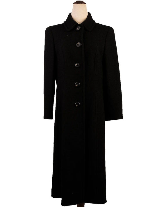 Excellent Escada Black Long Coat Viscose Women's Stylish Outerwear