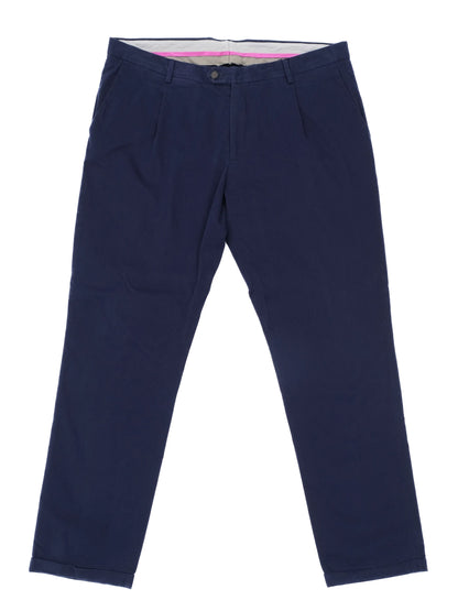 Excellent Etro Navy Blue Cotton Pants Size 3XL Made in Italy