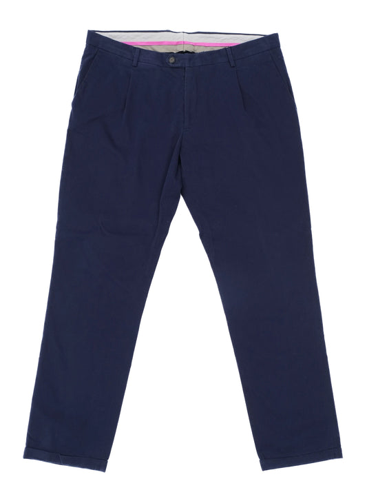 Excellent Etro Navy Blue Cotton Pants Size 3XL Made in Italy