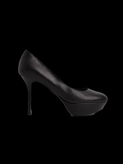Average Condition Sergio Rossi Black Leather Platform Pumps Size 38