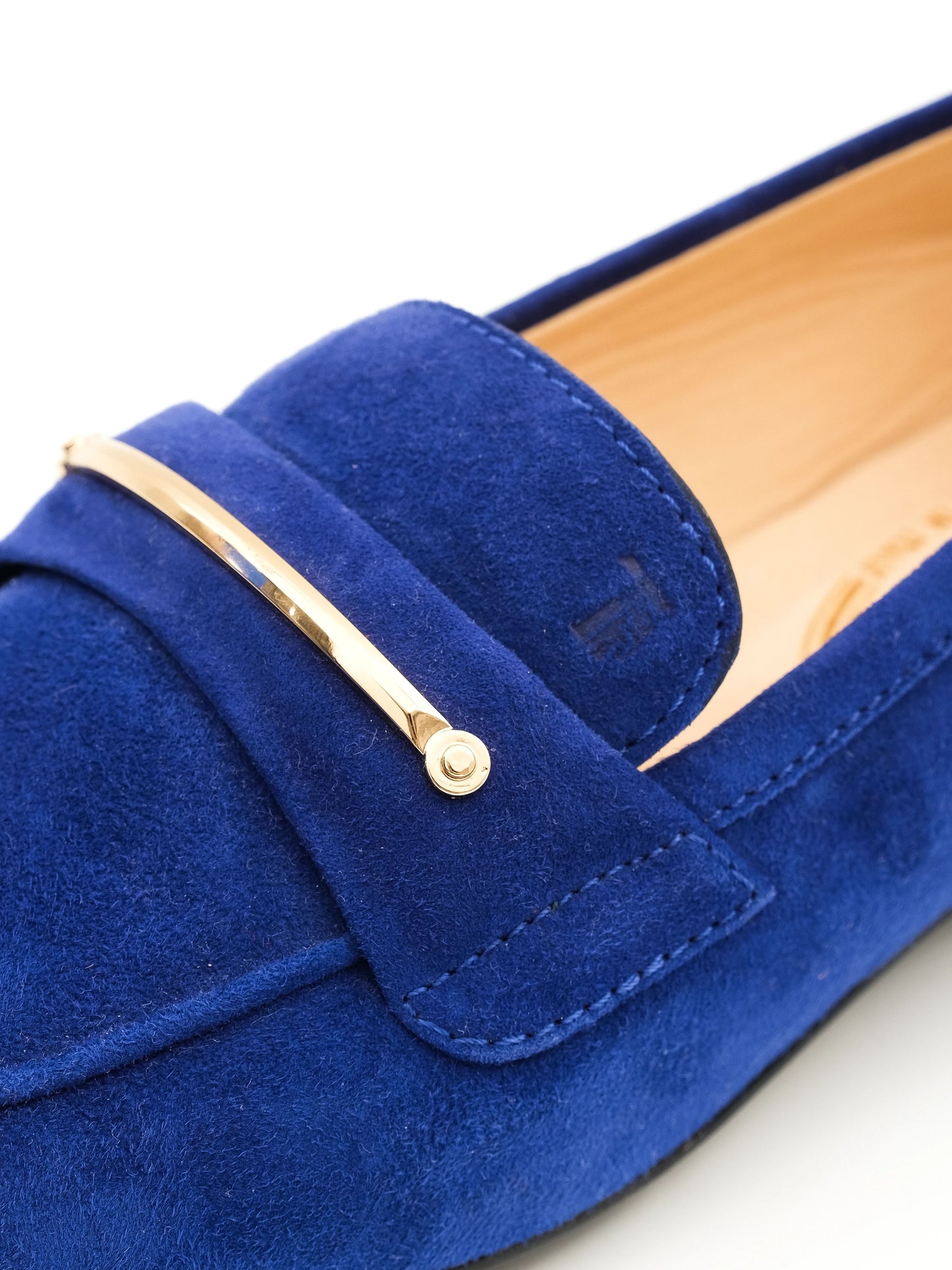 perfect tod's blue suede loafers with metal accent size 35