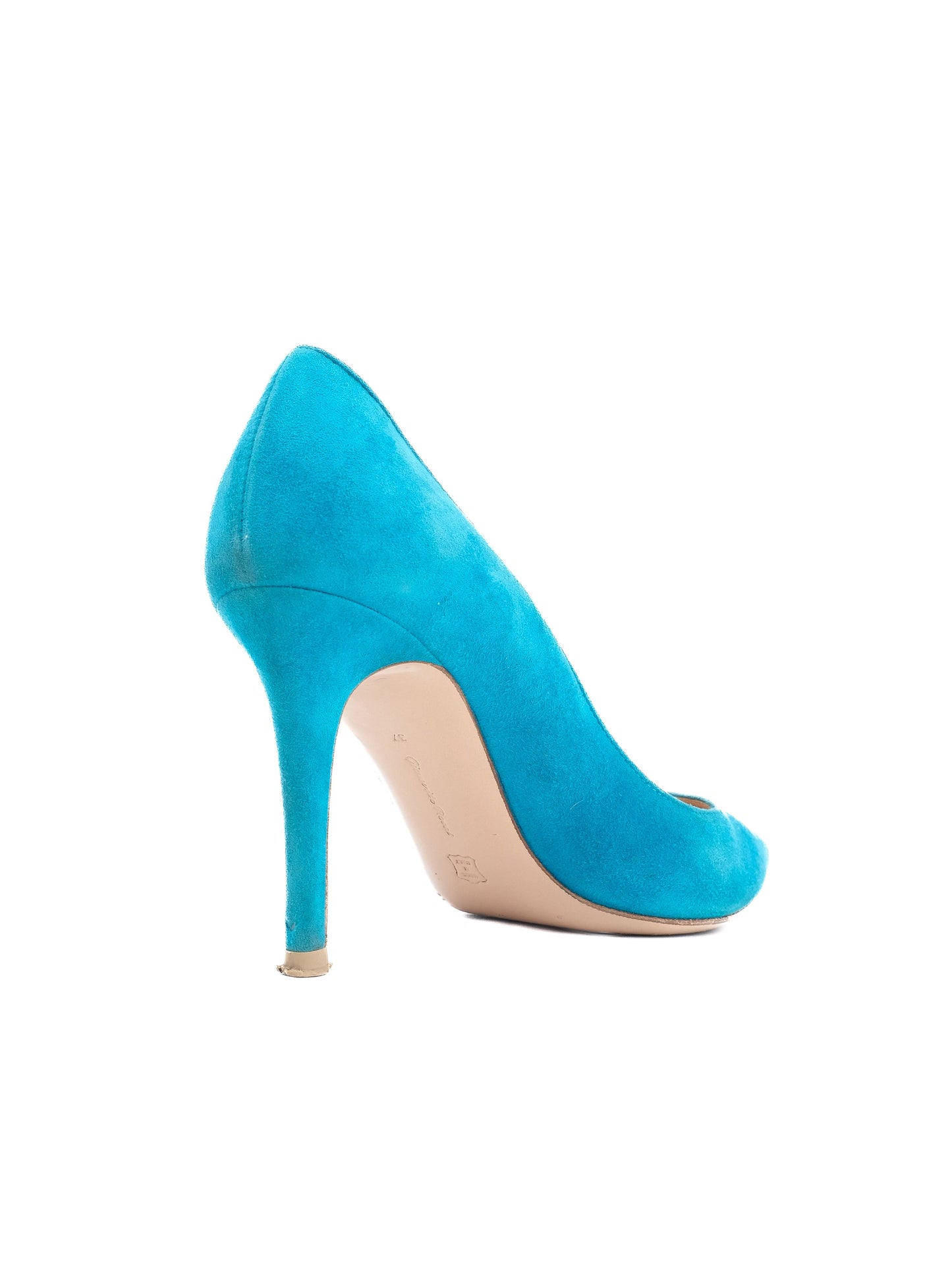 excellent gianvito rossi blue suede heels size 37