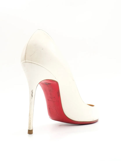 Average Condition Christian Louboutin White Leather Heels Size 38