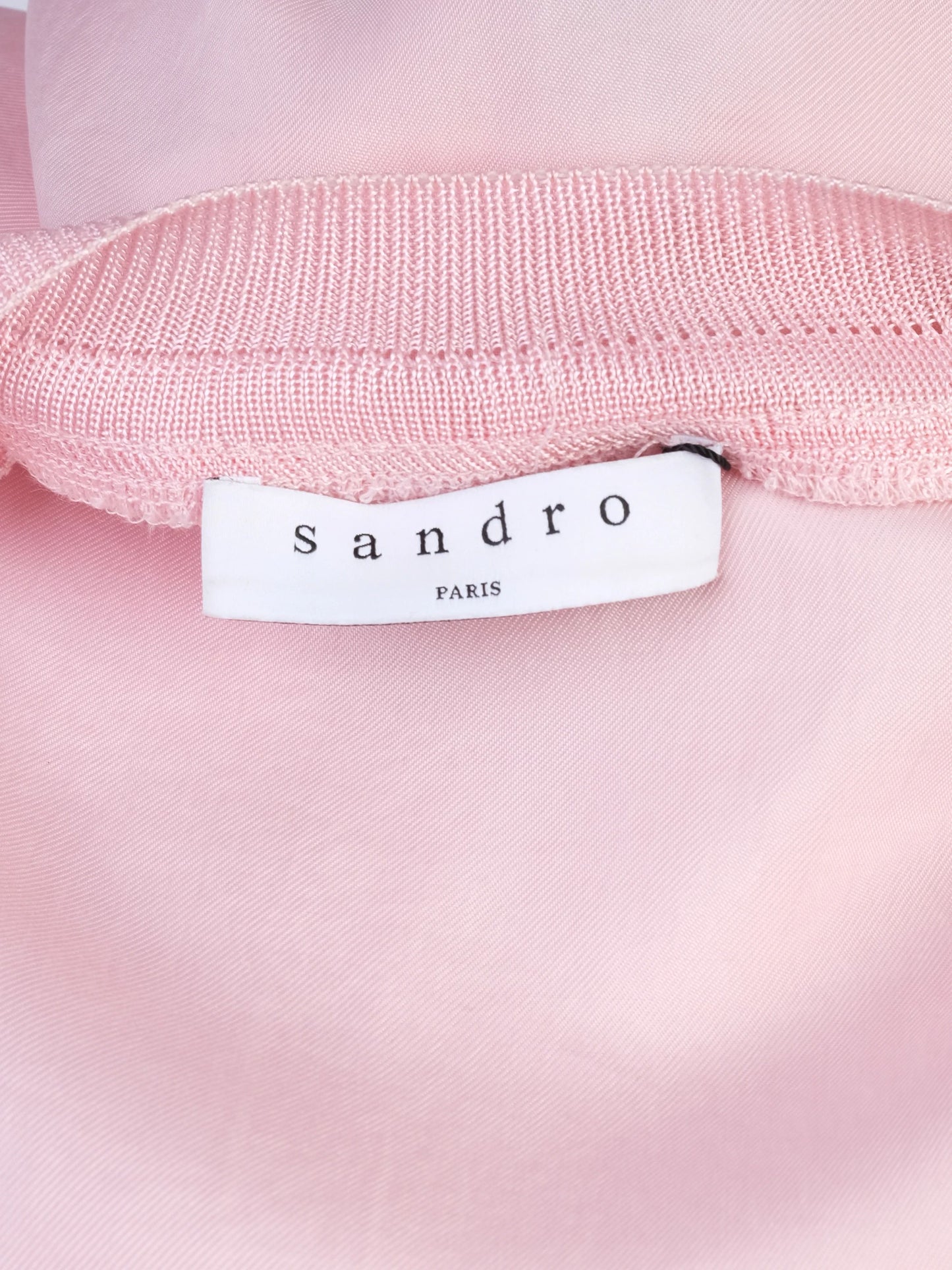 excellent sandro pink polyester blouse size xs with ruffled sleeves