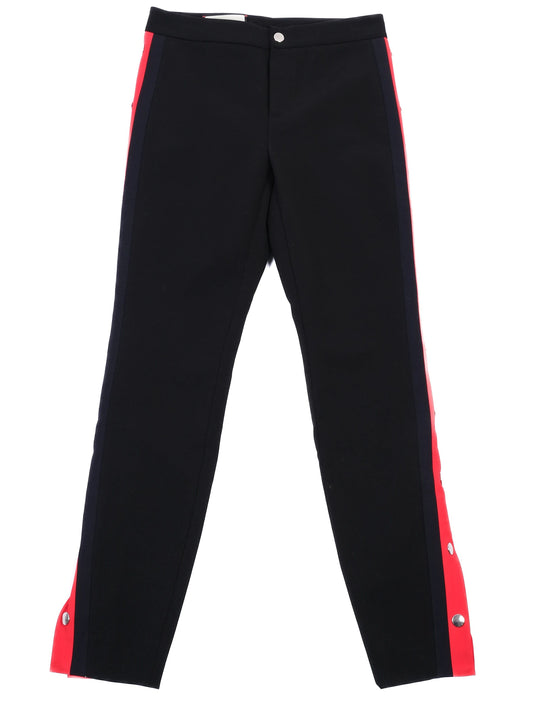 Excellent Gucci Black Nylon Pants with Red Stripes Size M Made in Italy