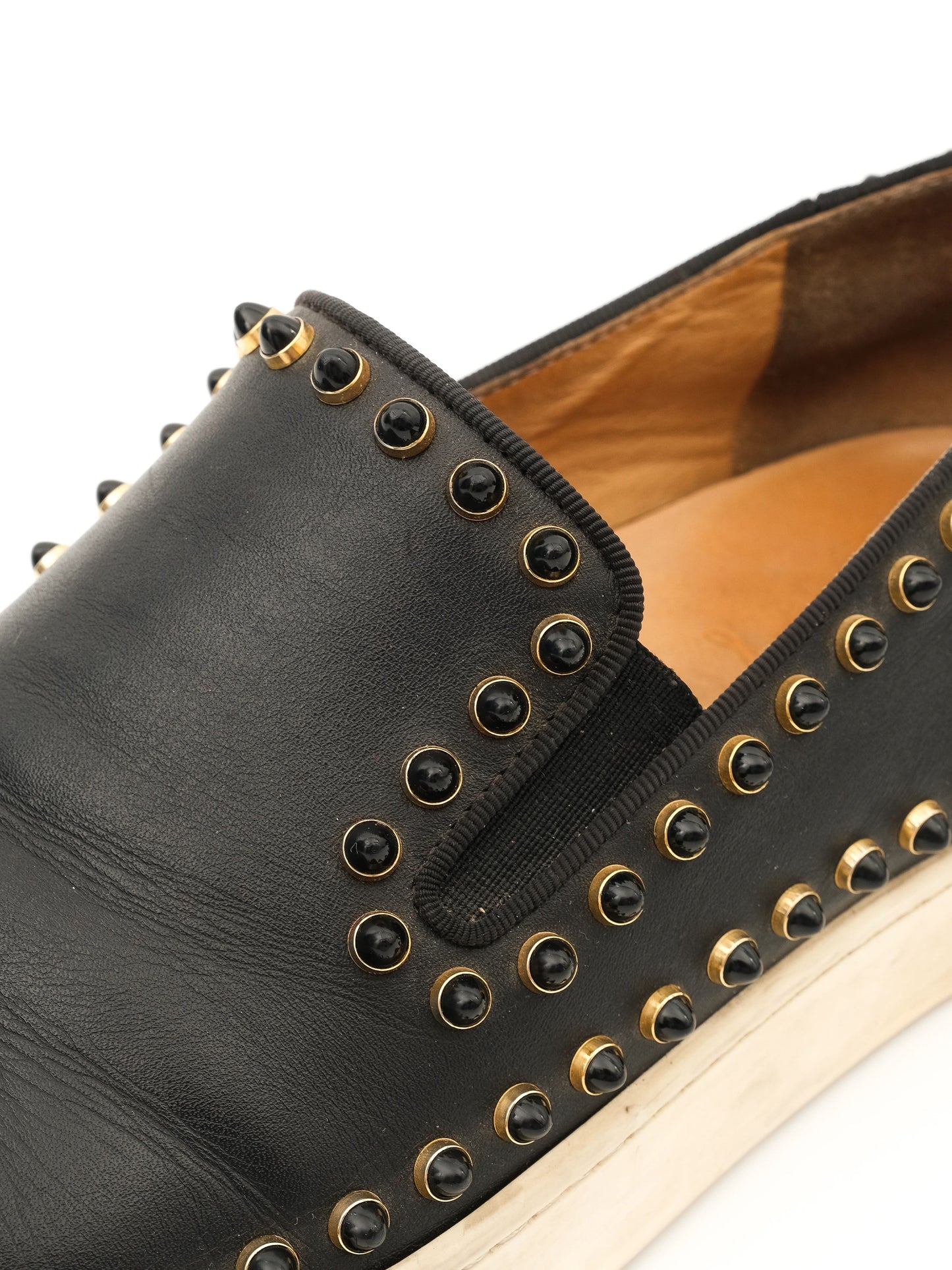 christian louboutin black leather slip-on sneakers size 39