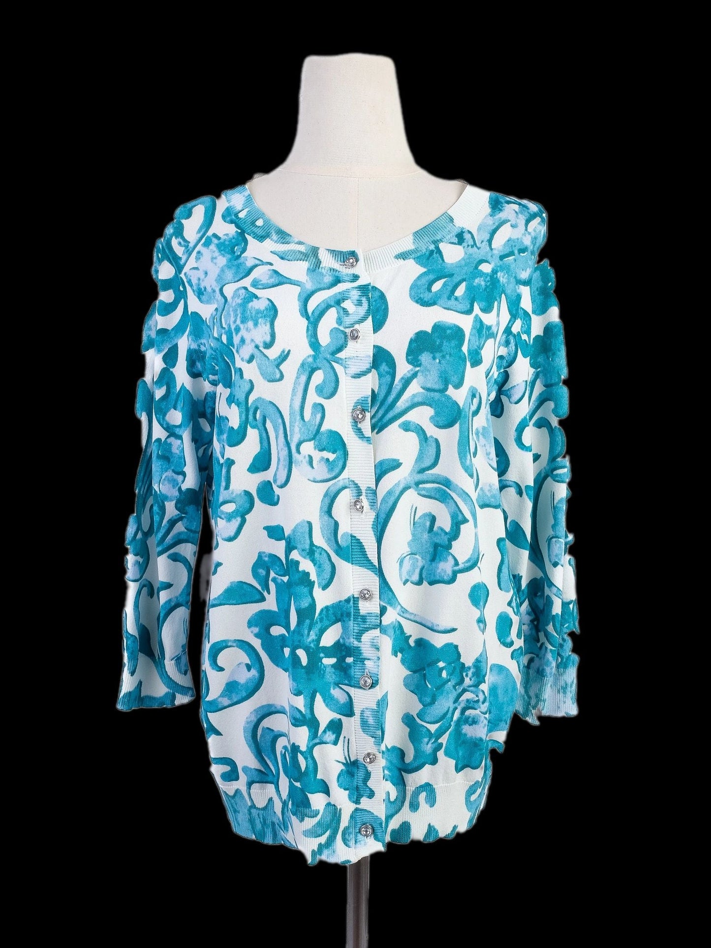 excellent luisa spagnoli blue floral cardigan women's viscose