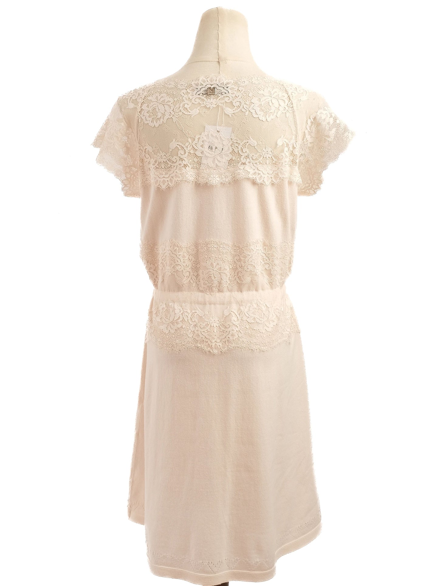 excellent twinset orange nylon dress with lace detailing size m