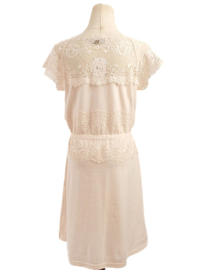 Excellent TWINSET Orange Nylon Dress with Lace Detailing Size M