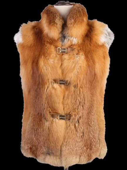 wonderfur women's orange fur vest size s excellent condition