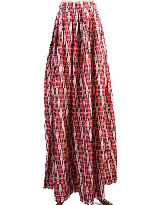 NEW Martin Grant Pleated Long Skirt Vintage Print Colorful Size S