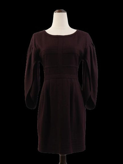Excellent Fendi Purple Wool Dress Size M with Long Sleeves