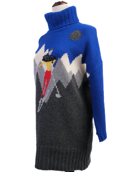 Excellent Bogner Women's Wool Sweater Size M Blue Mountain Design