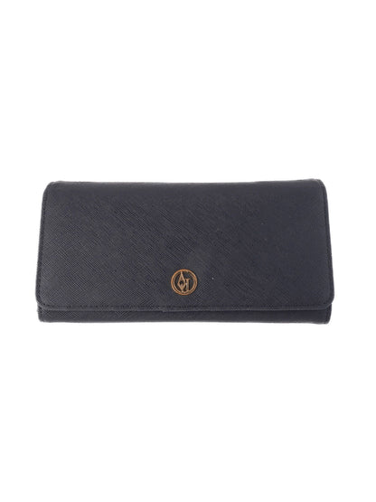 Average Condition Armani Jeans Black Leather Wallet with Metal Logo