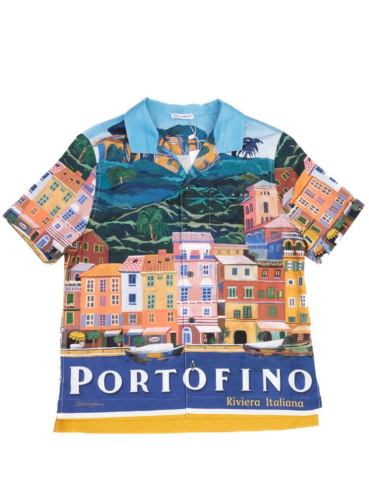 Excellent Dolce Gabbana Kids Shirt Portofino Print Size 9