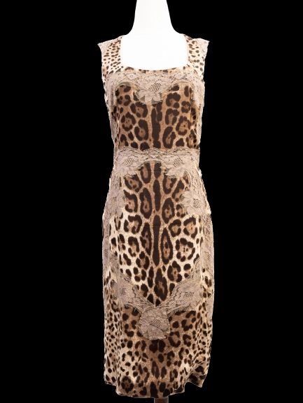 Excellent Dolce Gabbana Leopard Print Lace Sleeveless Dress Size M