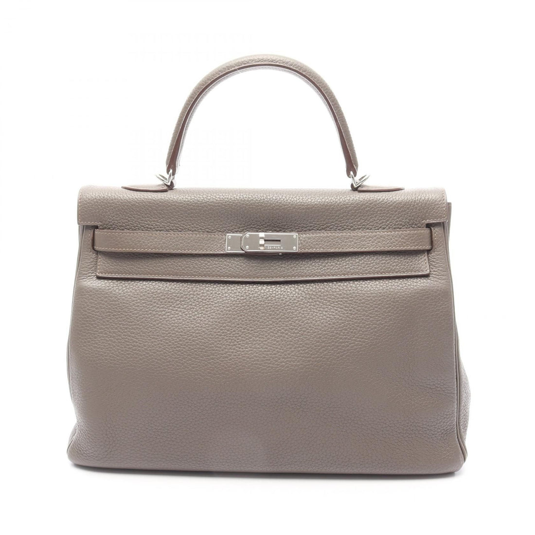 Hermes Kelly 35 Handbag Etain Brown Leather Taurillon Clemence
