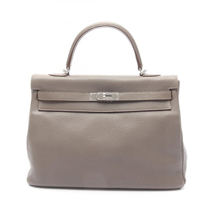 Hermes Kelly 35 Handbag Etain Brown Leather Taurillon Clemence
