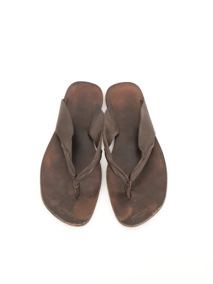 Excellent Jil Sander Orange Leather Flip-Flop Sandals Size 45