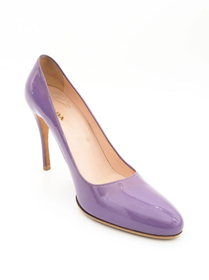 Excellent Prada Purple Lacquer High-Heeled Shoes Size 40