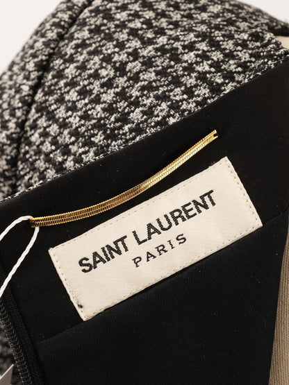Saint Laurent Gray Silk Houndstooth Dress Size M - Excellent Condition