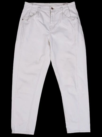 excellent brunello cucinelli white tapered leg pants size xl