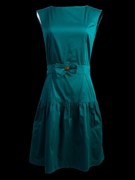 Excellent Moschino Green Polyester Dress Size M with Belt Detail