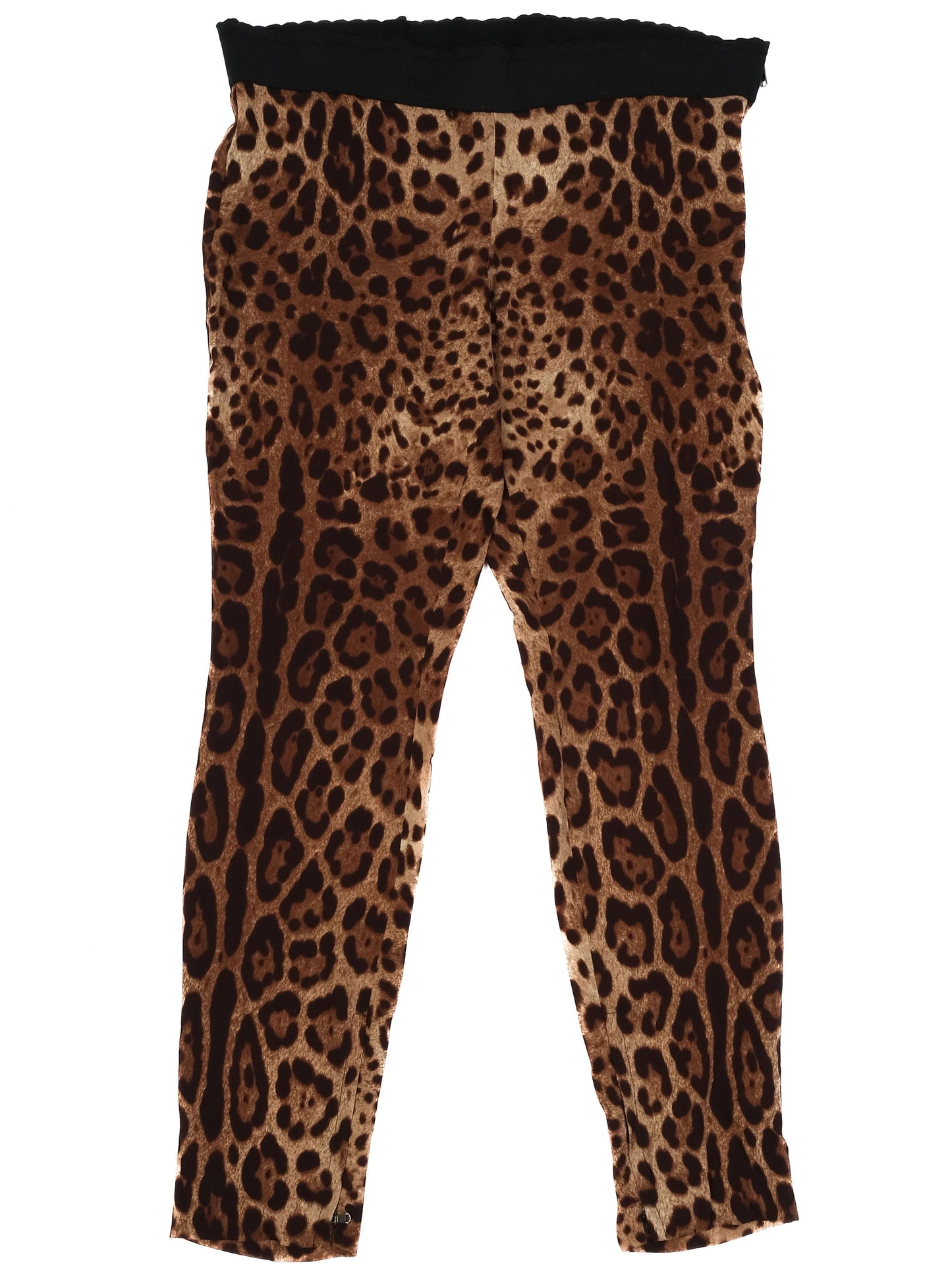 excellent dolce gabbana leopard-print silk leggings size m