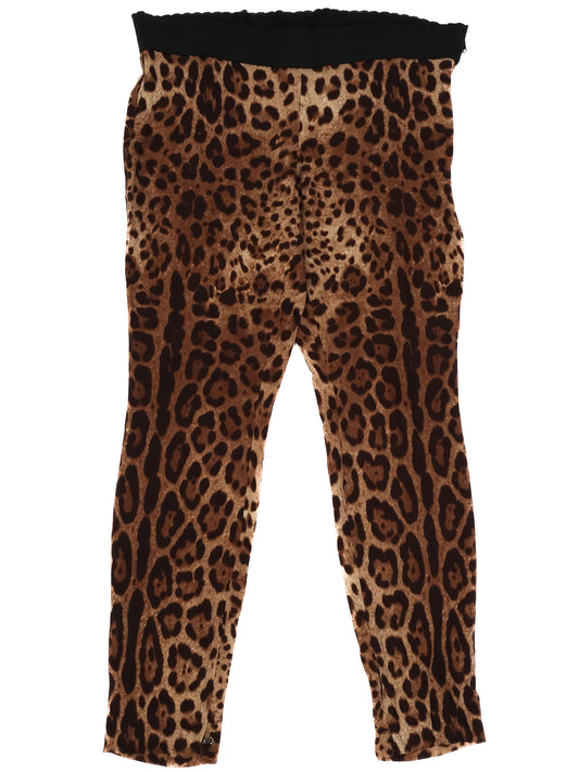 Excellent Dolce Gabbana Leopard-Print Silk Leggings Size M