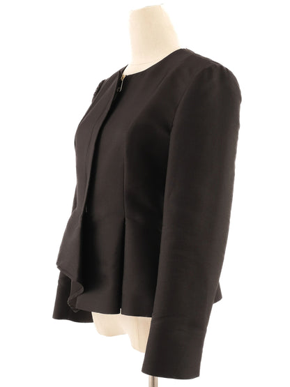 Excellent MaxCo Black Silk Peplum Jacket Size M Women's