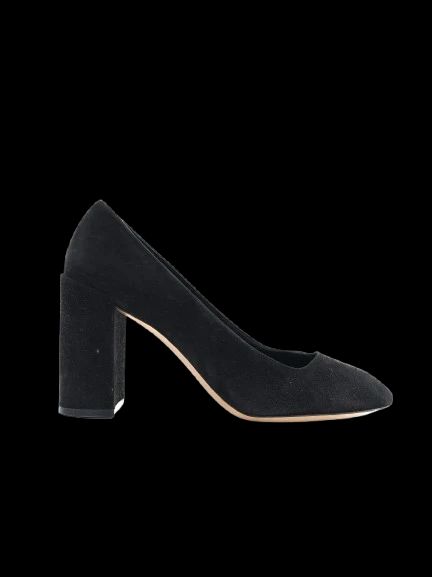 excellent salvatore ferragamo black suede block-heeled pumps size 40