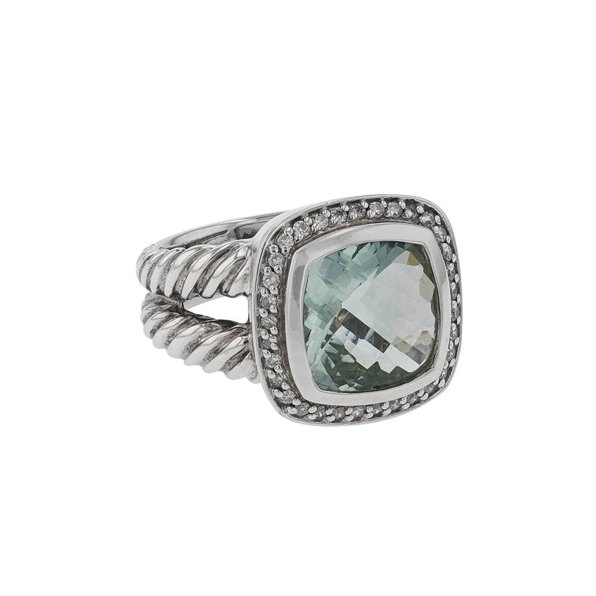 david yurman albion prasiolite, diamonds and silver ring