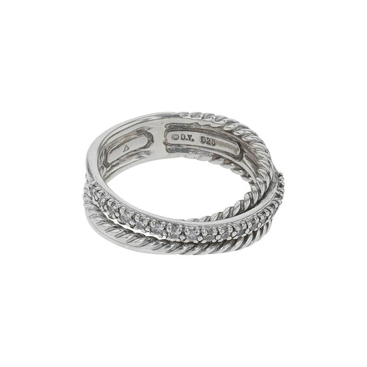David Yurman Anneau Crossover silver and diamonds ring