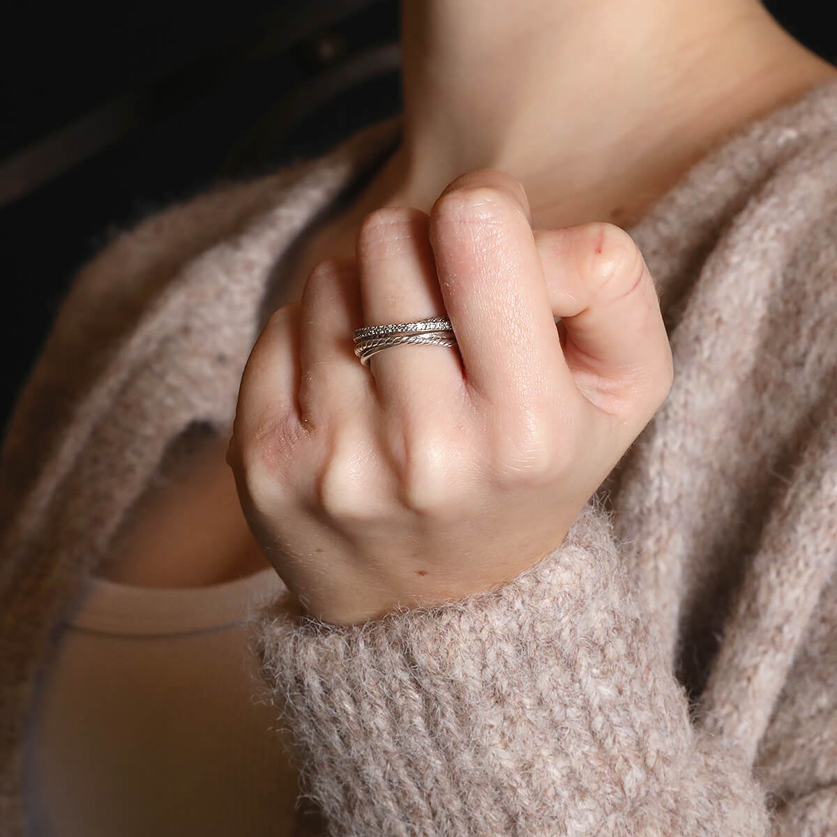 david yurman anneau crossover silver and diamonds ring