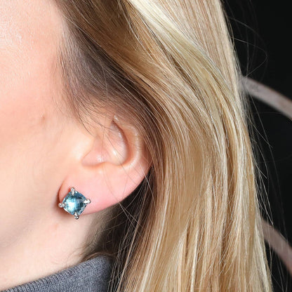 David Yurman Chatelaine silver, diamonds and blue topaze earrings