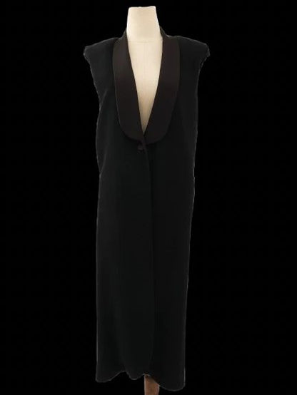 Excellent Lanvin Black Sleeveless Long Coat Size M Viscose