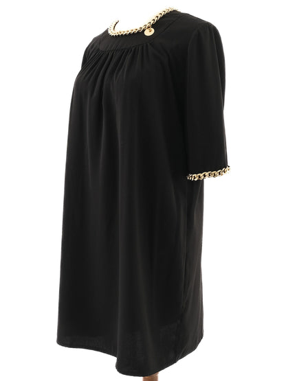 Excellent Elisabetta Franchi Black Dress Size L with Gold Chain Details